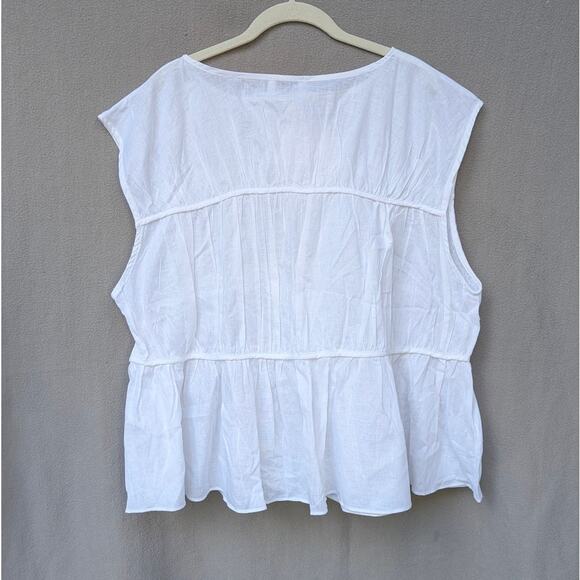 NWT Dissh Flynn White Linen Blend Tiered Oversized Top, size 10 - Picture 2 of 6